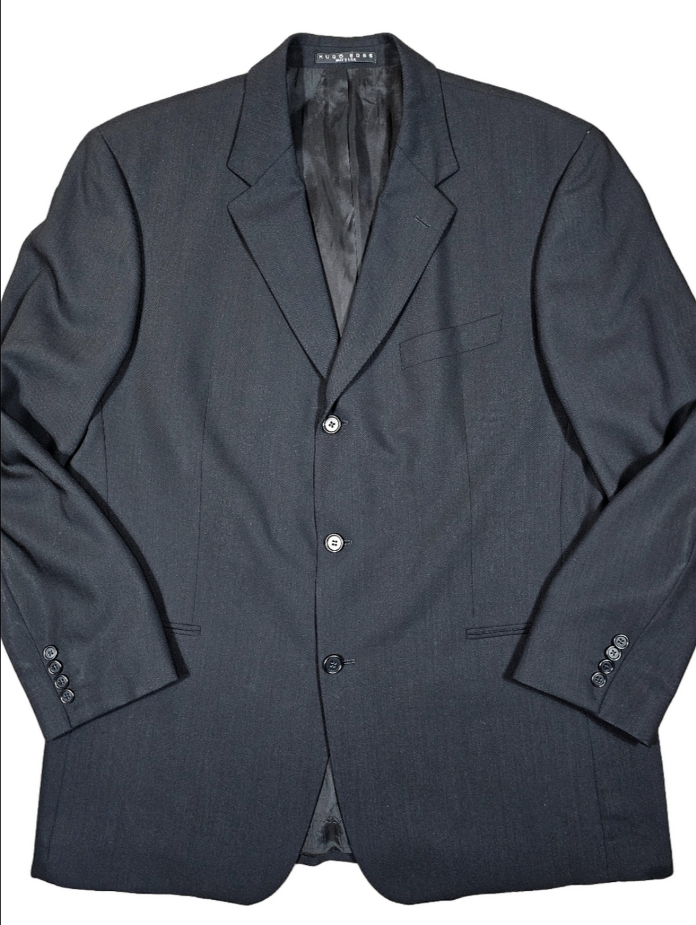 Hogo Boss Einstein Sigma Black Virgin Wool Sport Coat Blazer Union Made In USA